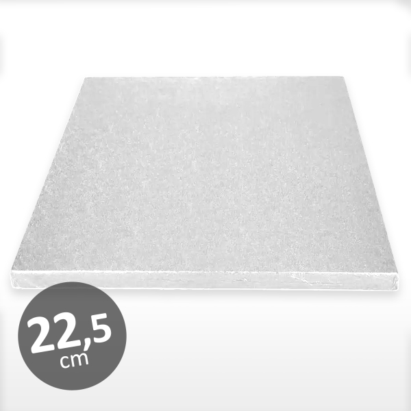Cake Board, Silber, Quadrat, 22,5 cm, ~1,2 cm dick