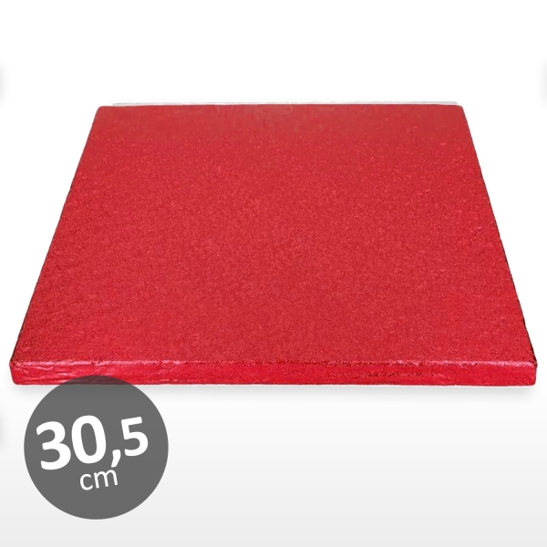 Cakeboard, 30,5 cm, Quadrat, Rot, 1 Stck, ~1,2 cm dick, Tortenplatte