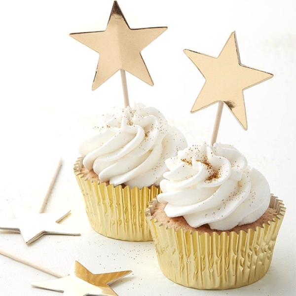 Cupcake-Picker "Sterne", 10 Stück, Gold