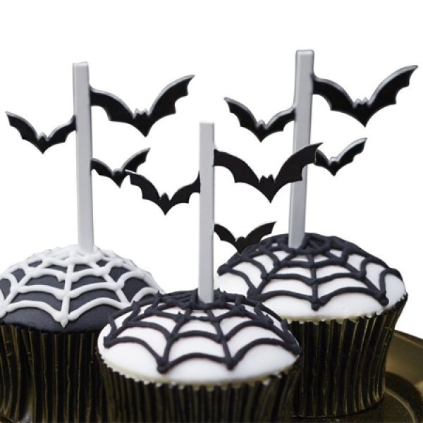 Cupcake-Picker "Fledermäuse" für Halloween, 10 Stück