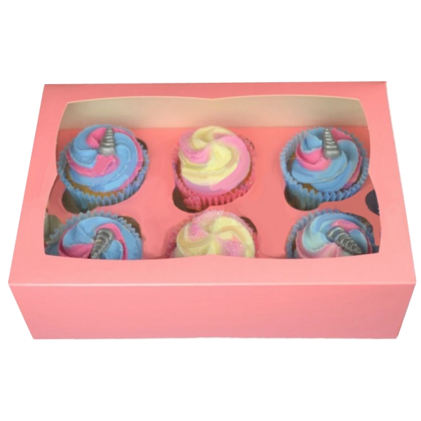 Cupcake Box Pink 6er
