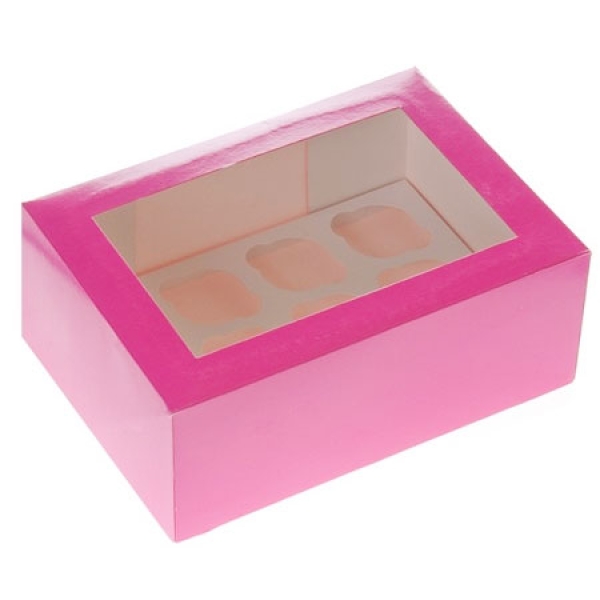 Cupcake Box für 12 mini Cupcakes, fuchsia pink