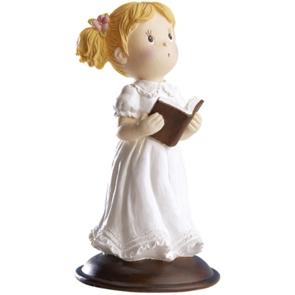 Tortenfigur Kommunion Mädchen mit Bibel, 12 cm
