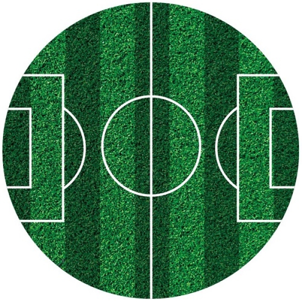 Tortenaufleger "Fußballfeld", essbares Oblatenpapier, Grün & Weiß, 16 cm, deKora