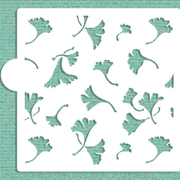 Schablone für Torten und Plätzchen 'Ginko-Blätter' 13 x 13 cm 