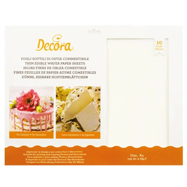 Decora, essbares Waffelapier aus Oblatenpapier, DIN-A 4, Weiß, 10 Stück