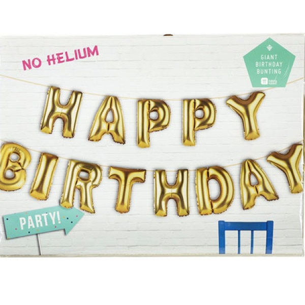 Folienballons "Happy Birthday", 13 Stück, Gold