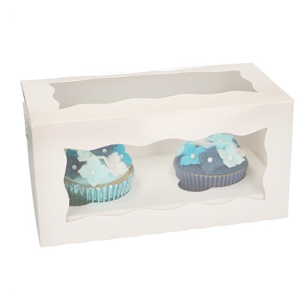 FC Cupcake Boxen für 2 Cupcakes, weiß, 5er Set