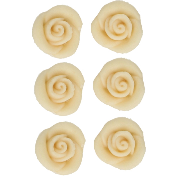 Marzipan-Rosen, Cremeweiß, 6 Stück á 2,5 cm, FunCakes