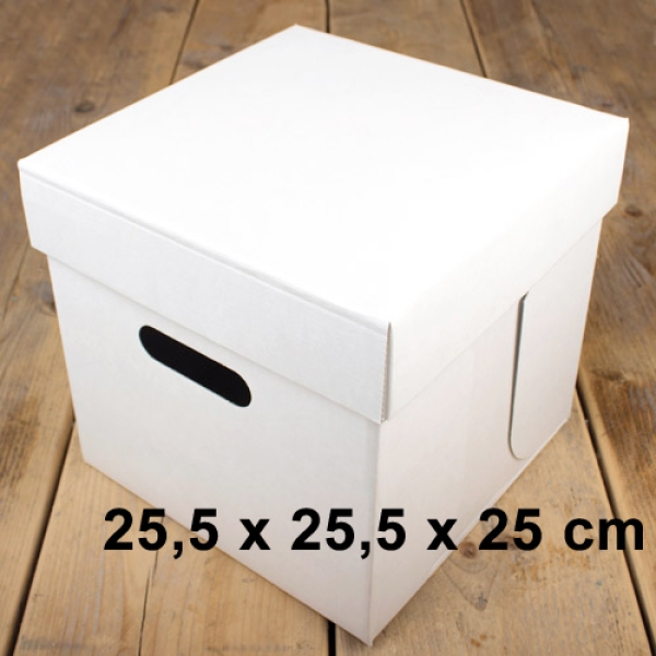 Tortenkarton mit Deckel, 25,5 x 25,5 x 25 cm, weiß