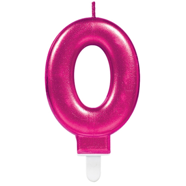 Geburtstagskerze "Zahl 0", Pink, 8 cm