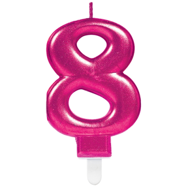 Geburtstagskerze "Zahl 8", Pink, 8 cm