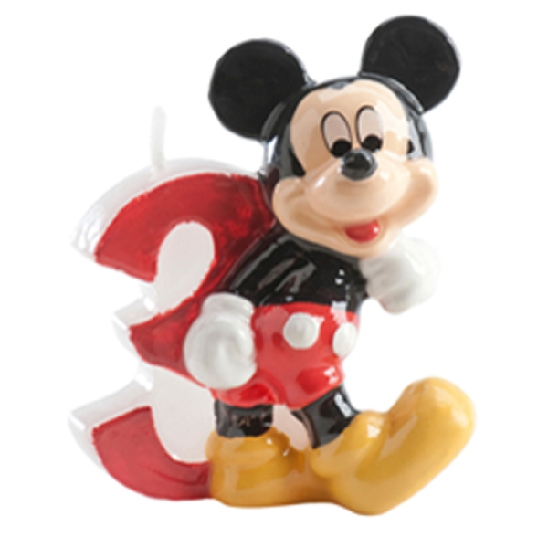 Geburtstagskerze "Micky Maus", Zahl 3, 6,5 cm