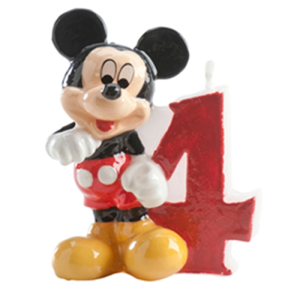 Geburtstagskerze "Micky Maus", Zahl 4, 6,5 cm