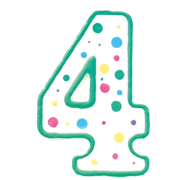 Zahlenkerze für Geburtstagstorte, grün "4",
