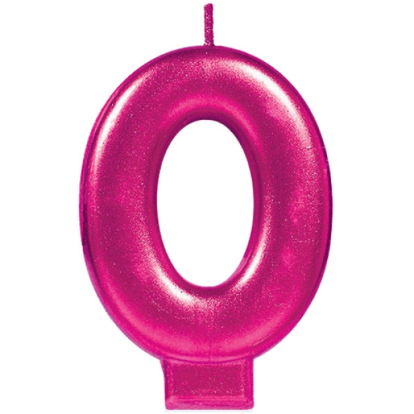 Geburtstagskerze "Zahl 0", Pink, 8 cm