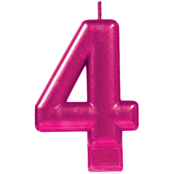 Geburtstagskerze "Zahl 4", Pink, 8 cm