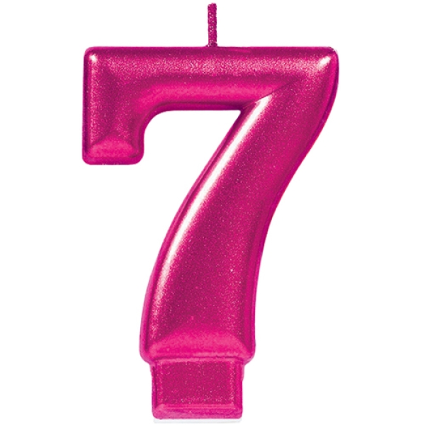 Geburtstagskerze "Zahl 7", Pink, 8 cm