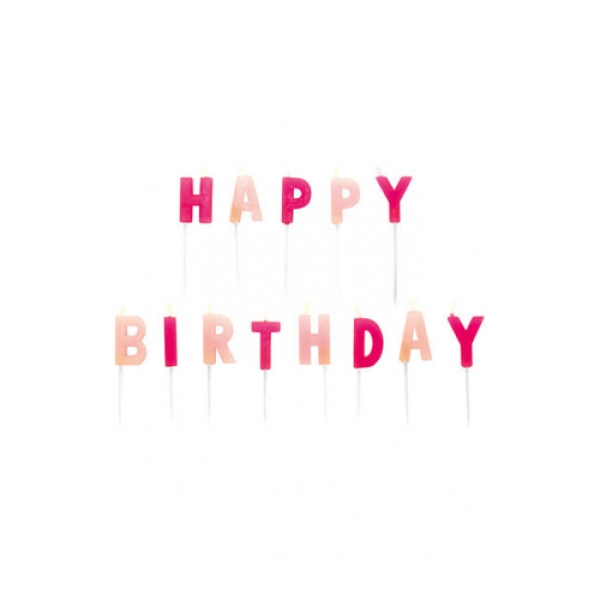 Geburtstagskerzen "Happy Birthday", Pink/Rosa