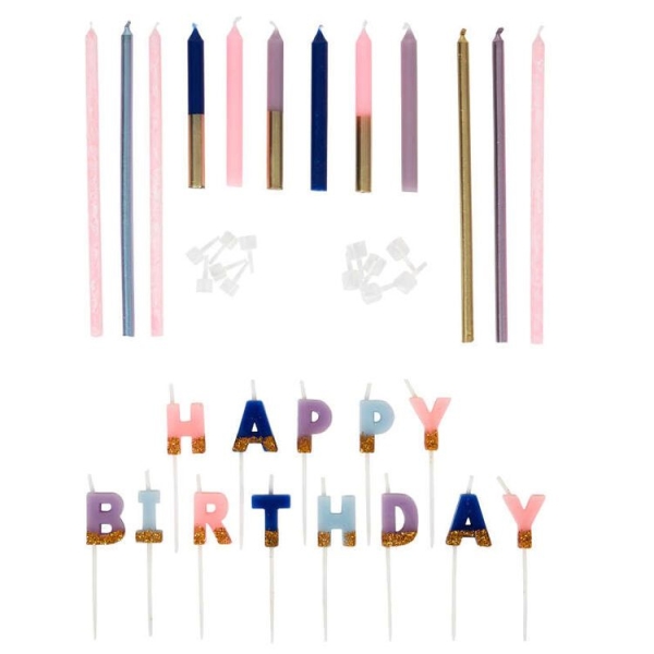 Wilton Geburtstagskerzen "Happy Birthday", Pastell