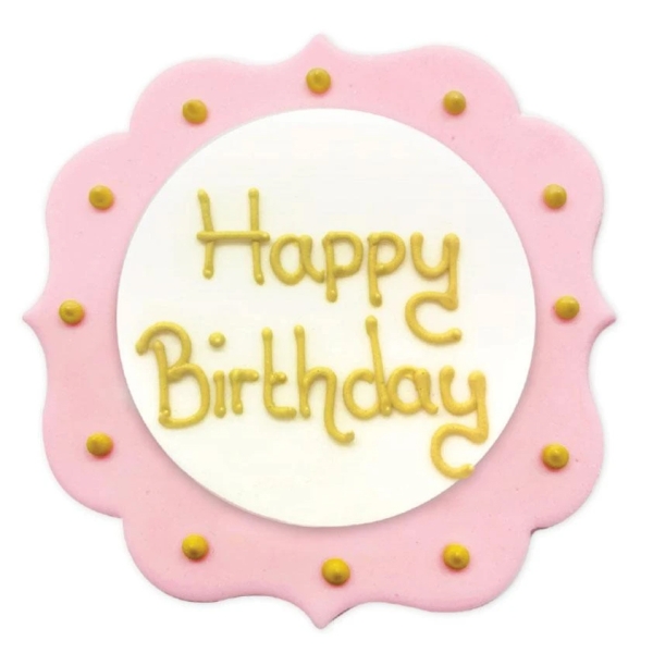 Zuckerdeko "Happy Birthday", Pink, 7,5 cm