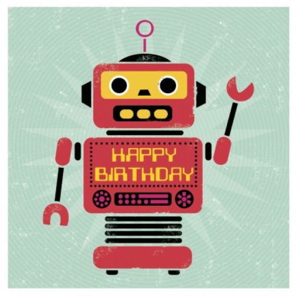 Geburtstagskarte mit Umschlag, Robot