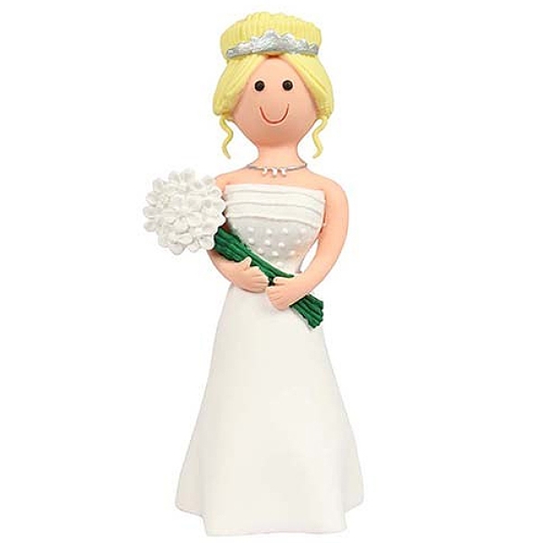 Hochzeitstorte, Tortenfigur Braut - blonde Haare 12 cm, Clay