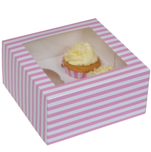 HoM Cupcake Box für 4 Cupcakes, 'Pink Zirkus'