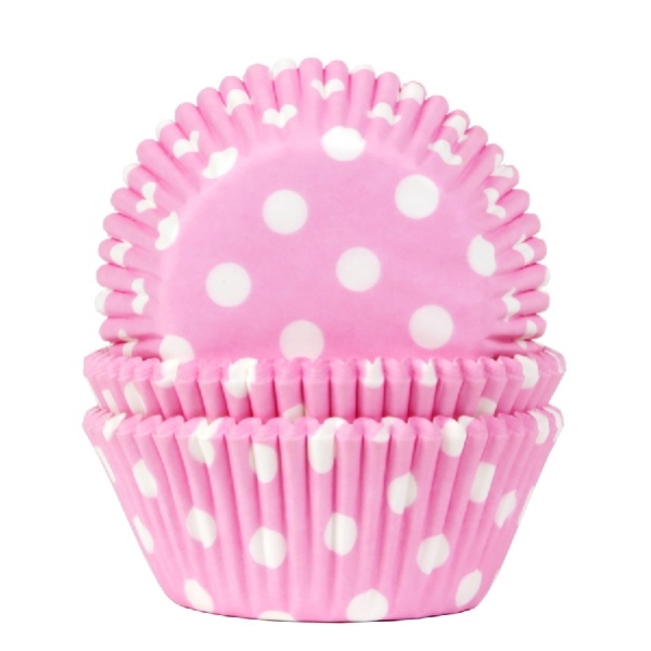 Muffinförmchen, baby pink, weiße Punkte, 50 Stck, 5 cm