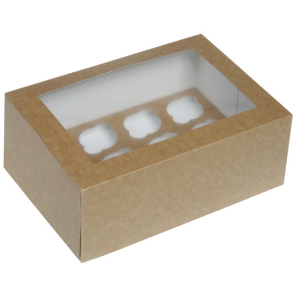 HoM Cupcake Box für 12 mini Cupcakes, kraftpapier, braun, 2 Stück
