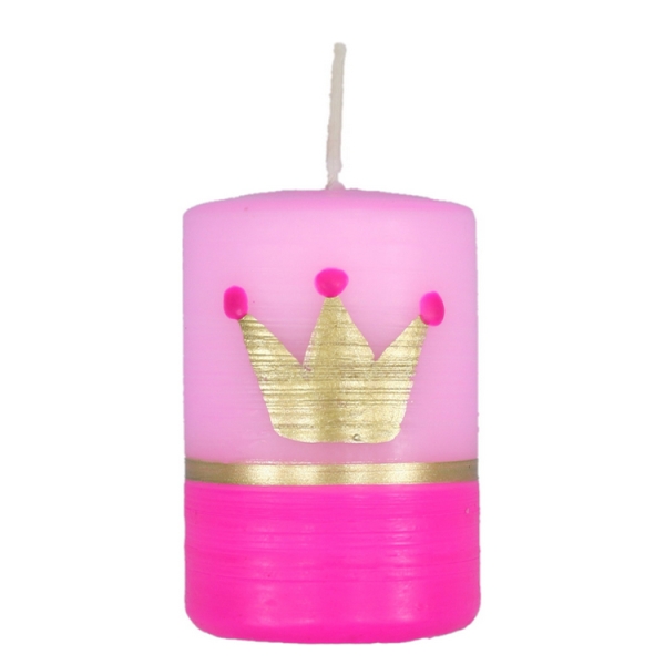 Geburtstagskerze "Krone", Pink, 4 x 6 cm