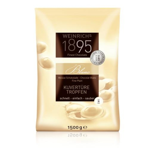 Kuvertüre-Tropfen Weiße Schokolade (Schmelzdrops), 1,5 kg