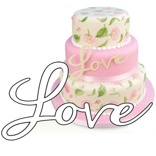 Fondant Ausstecher Präger  'Love', 17 cm