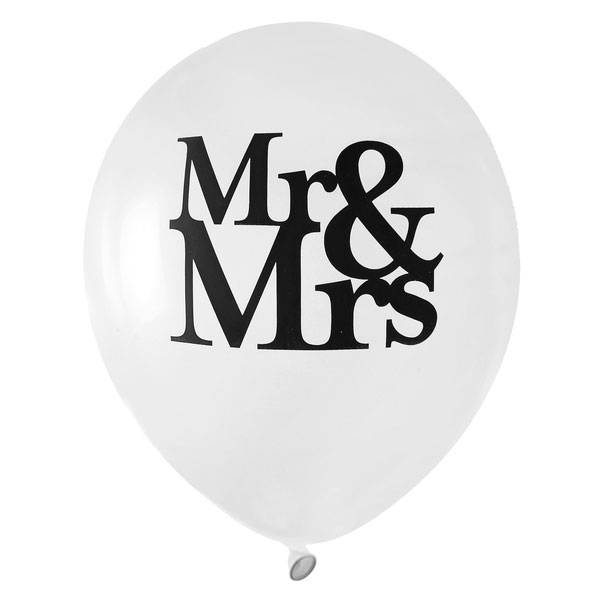 Luftballons "Mr & Mrs", 8 Stück, 23 cm