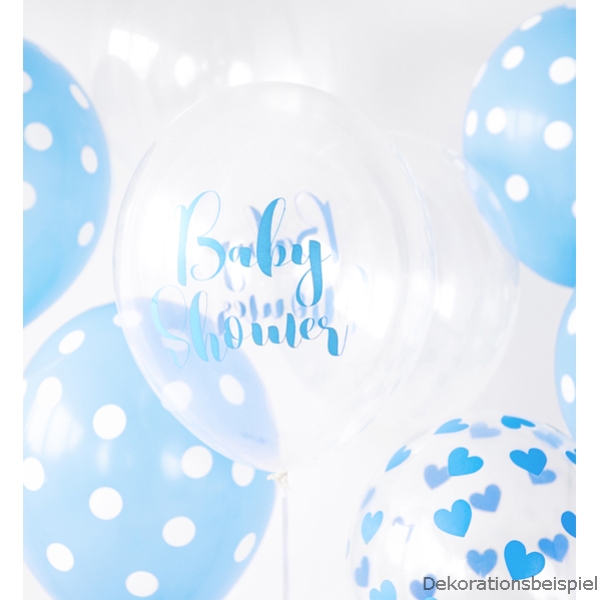 Luftballon Baby Shower Blau 6 Stk. durchsichtig