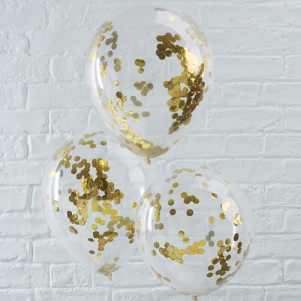 Luftballons "Goldenes Konfetti", 5 Stück, 30 cm