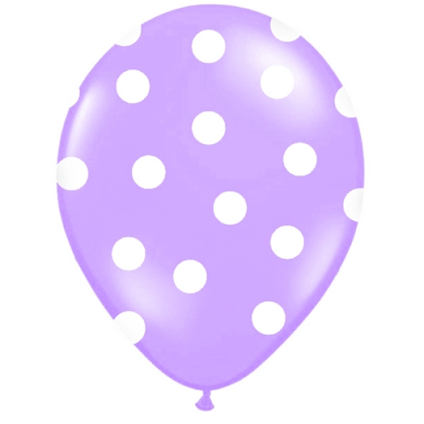 Luftballons "Lavendel mit Punkten", 6 Stück, 30 cm