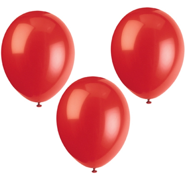 10 Party Luftballons, Farbe: Rot, 30 cm