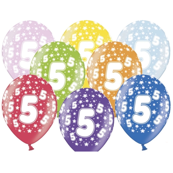 Party Luftballons mit Zahl, '5', 50 cm