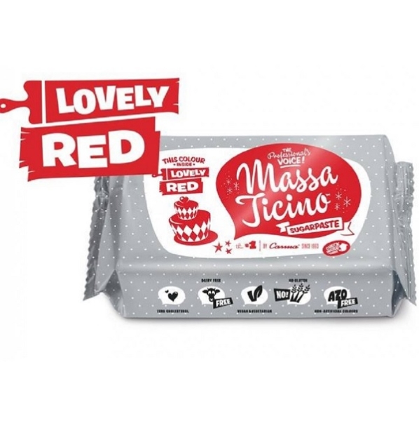 Massa Ticino Fondant Ausrollfondant Lovely Red, 250 g