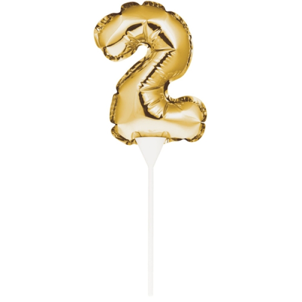 Ballon-Topper "Zahl 2", Gold, 13 cm