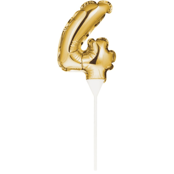 Ballon-Topper "Zahl 4", Gold, 13 cm