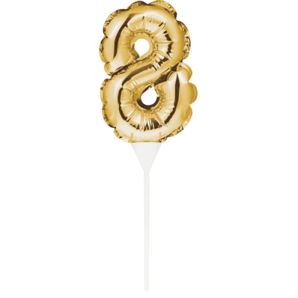 Ballon-Topper "Zahl 8", Gold, 13 cm