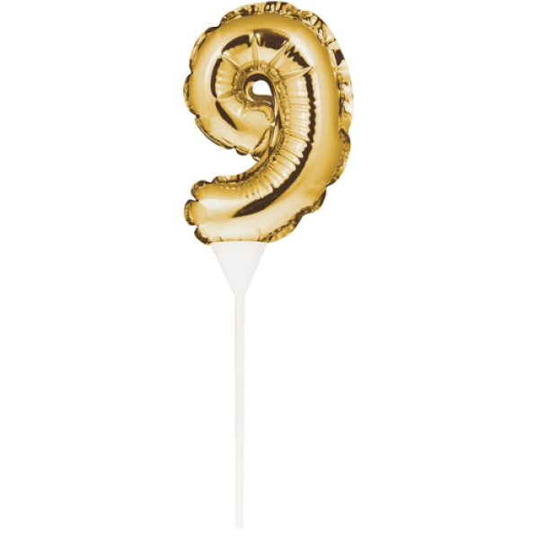 Ballon-Topper "Zahl 9", Gold, 13 cm