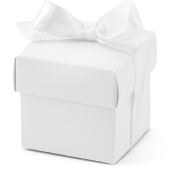 Mini-Geschenkboxen mit Schleife, 10 Stück, Weiß