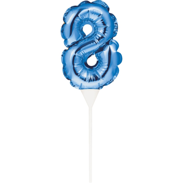 Ballon-Topper "Zahl 8", Blau, 13 cm