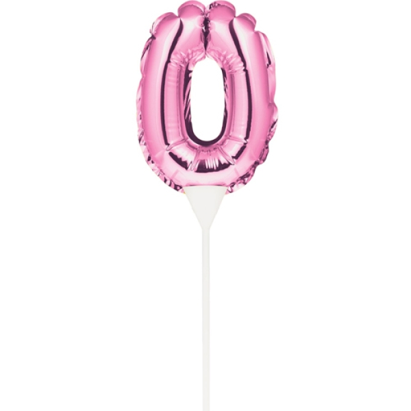 Ballon-Topper "Zahl 0", Pink, 13 cm