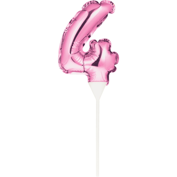 Ballon-Topper "Zahl 4", Pink, 13 cm