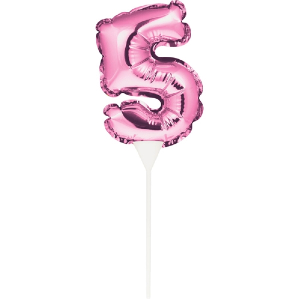 Ballon-Topper "Zahl 5", Pink, 13 cm