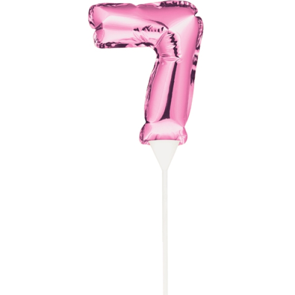 Ballon-Topper "Zahl 7", Pink, 13 cm